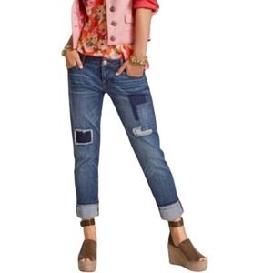 CAbi Slim Boyfriend Jeans Womens Sz 2 Cuffed Distressed Patch Denim
Style 5308